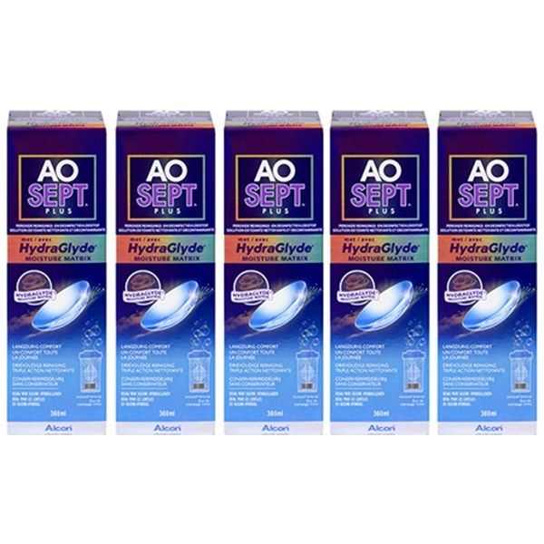 Aosept Plus HydraGlyde Multipack Eco 5x360ml - Produit pour lentilles Aosept Plus HydraGlyde Multipack Eco 5x360ml - Produit pour lentilles