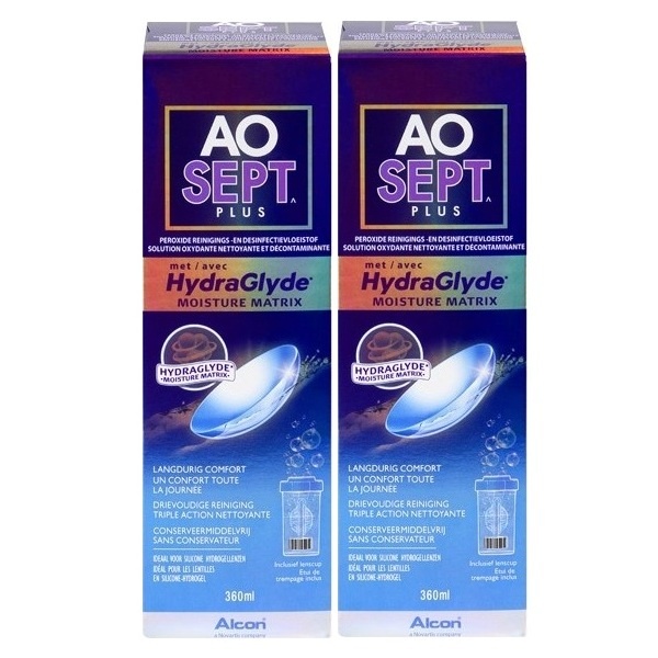 AOSEPT PLUS HydraGlyde 2 x 360ml - Produit pour lentilles